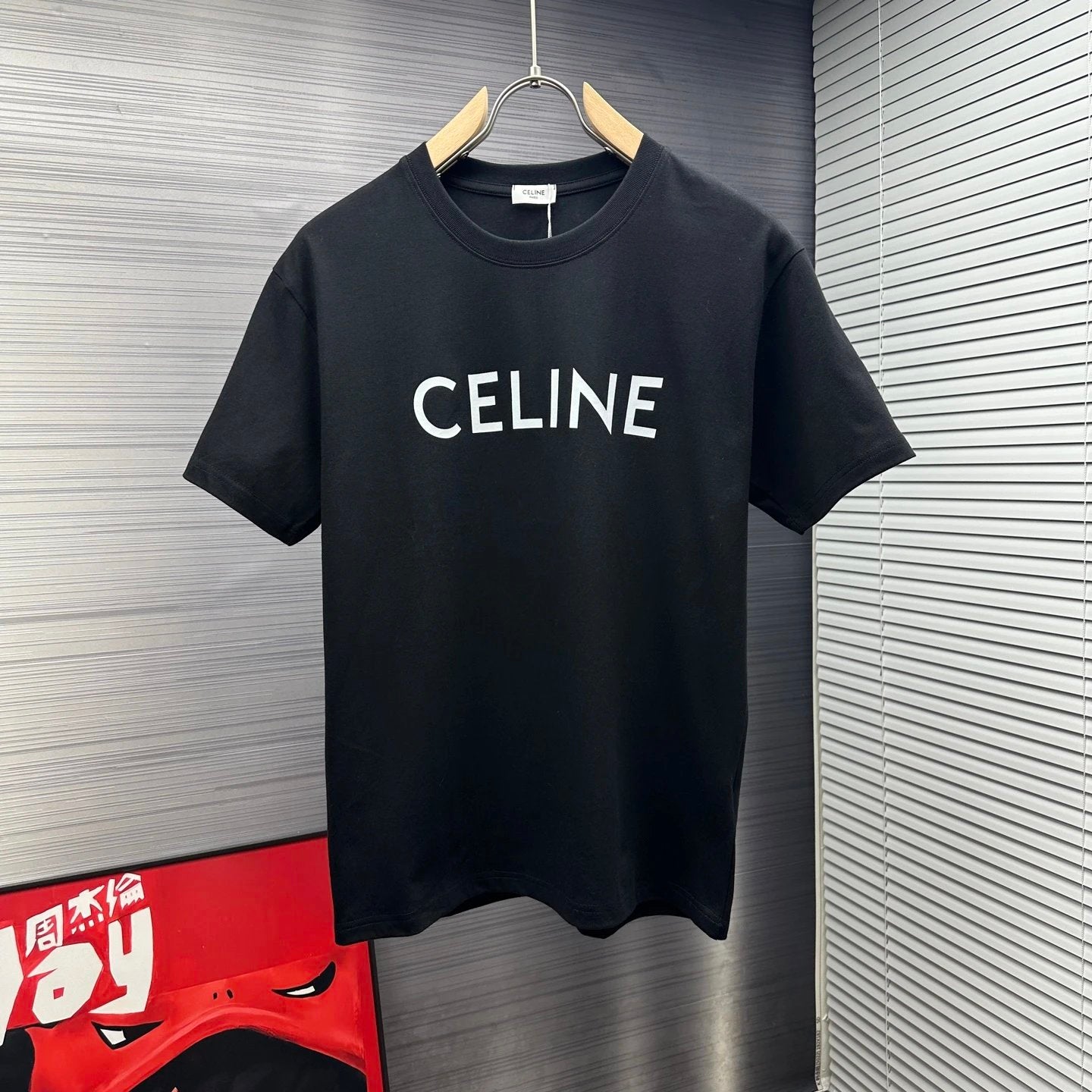 Celine T-shirt Chest Letter Print logo round Neck Short Sleeve25ss New pure cotton T Unisex T-Shirt OS Loose Fit Base Shirt Top Half Sleeve T-Shirt