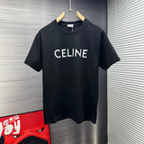 Celine T-shirt Chest Letter Print logo round Neck Short Sleeve25ss New pure cotton T Unisex T-Shirt OS Loose Fit Base Shirt Top Half Sleeve T-Shirt