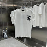 Louis Vuitton LV T-shirt Spray Paint Graffiti logo round Neck Short Sleeve25ss New Pure Cotton Unisex Style T T-shirt OS Loose Fit Base Shirt Short Sleeve T-Shirt Top