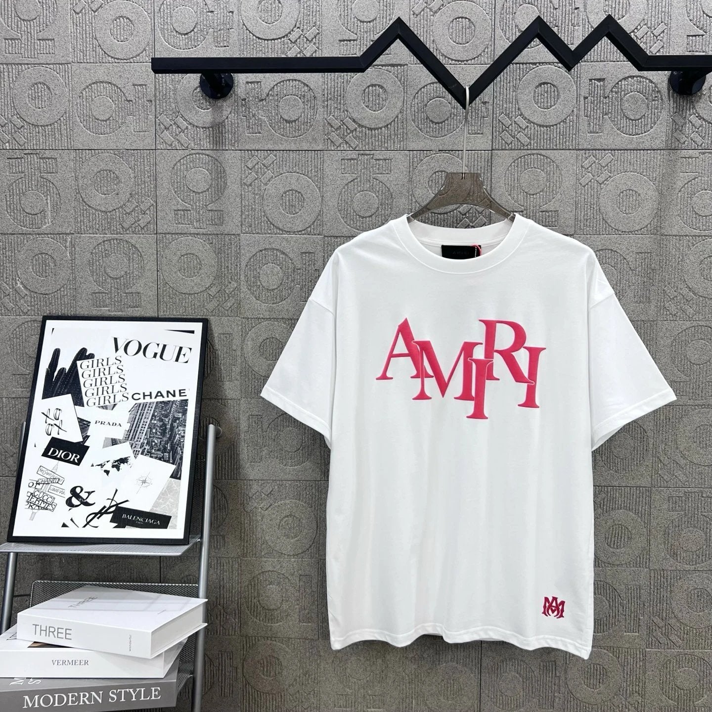 Amiri T-shirt Classic Letter Print on the Chest logo round Neck Short Sleeve25ss New Pure Cotton Unisex Style T Casual T-Shirt Base Layer Shirt OS Loose Fit Half Sleeve Top Plus Size