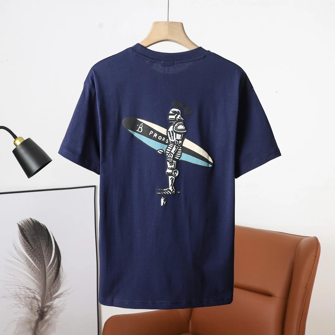 Burberry T-shirt Back Surf Rider Print logo round Neck Short Sleeve25ss New pure cotton T Unisex T-Shirt OS Drop Shoulder Loose Fit Base Shirt Top T-Shirt Short Sleeve