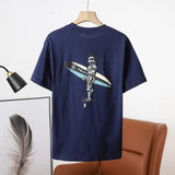 Burberry T-shirt Back Surf Rider Print logo round Neck Short Sleeve25ss New pure cotton T Unisex T-Shirt OS Drop Shoulder Loose Fit Base Shirt Top T-Shirt Short Sleeve