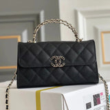 Chanel Women's Bag Top version 【Genuine Goods Original Leather Matching Version】23P New Series Leather Chain Handle Kelly Mobile Phone Bag Handbag Dinner Bag Chain Bag Small Bag Crossbody Bag Shoulder Bag Women's Handbag Clutch Original Leather Caviar Cow