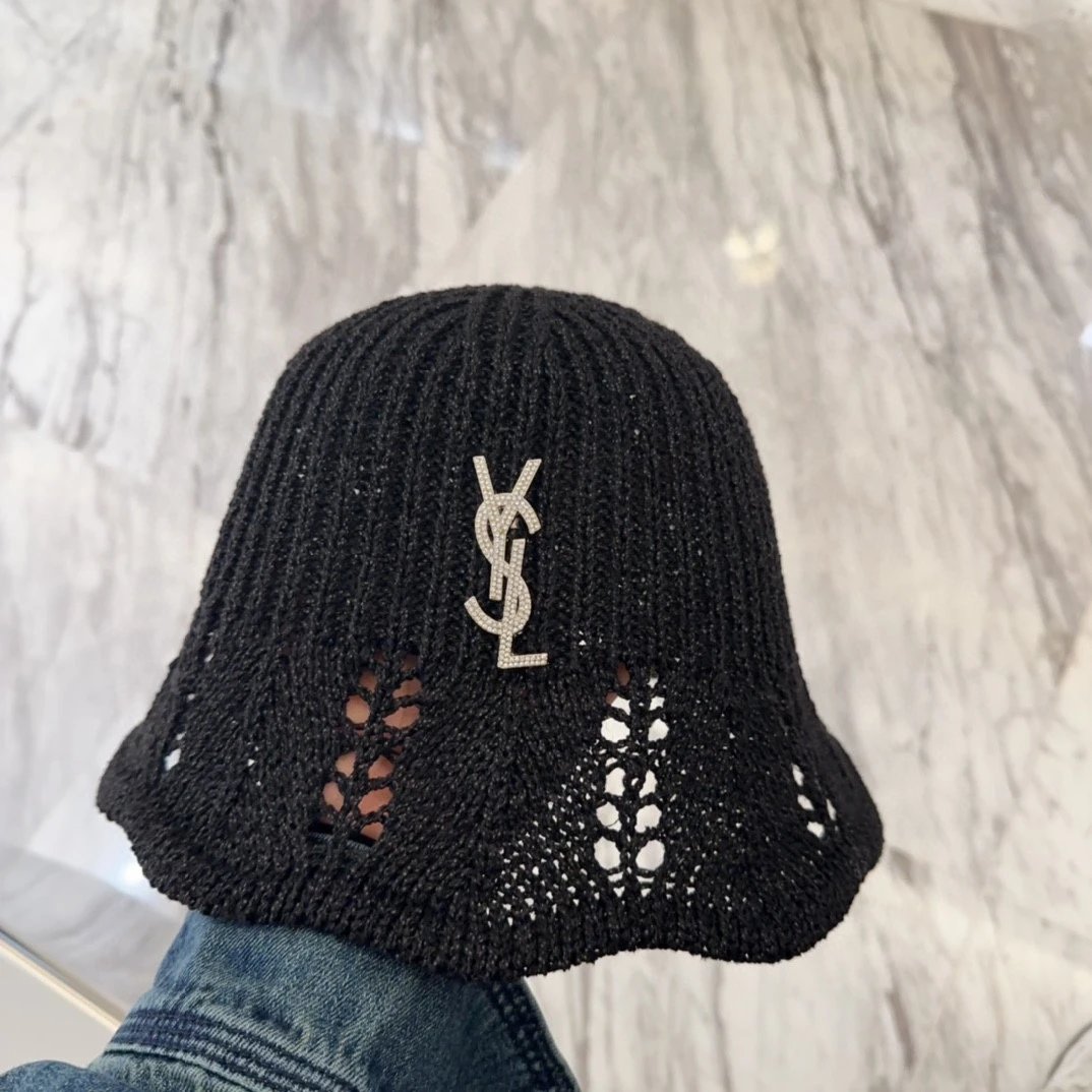 YSL Hat Letter Printing logo Fisherman Hat Casual Sun Protection Plain Face Covering Sunshade Outdoor UV Protection Versatile Flat Top Bucket Hat
