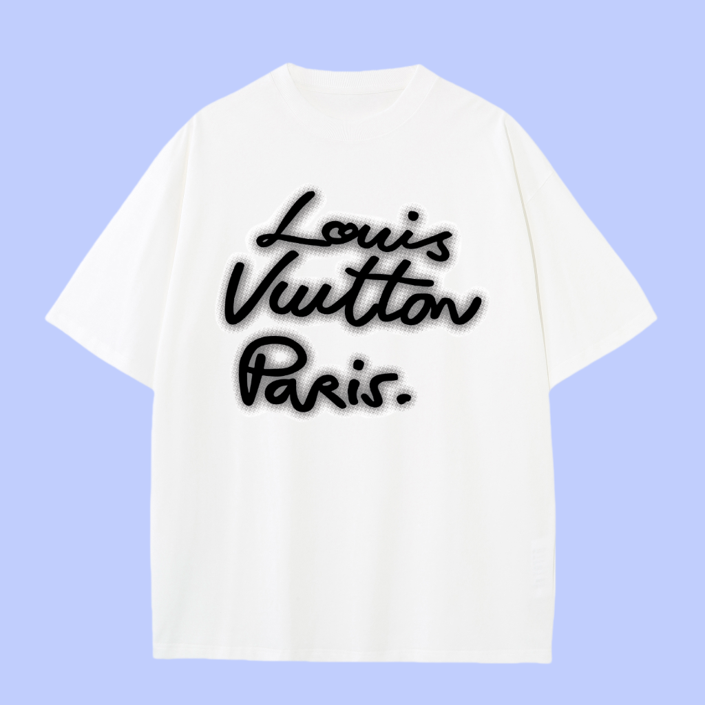 Louis Vuitton LV T-shirt Chest Slogan Print logo round Neck Short Sleeve25ss New Pure Cotton Unisex Style T T-shirt OS Loose Fit Base Shirt Half Sleeve T-Shirt Top Half Sleeve