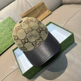 Gucci Hat Double Glogo Baseball Cap Sunshade Sun Protection Duckbill Cap Unisex Couple Style Large Head Circumference Slimming Face Curved Brim Versatile Sports Hat