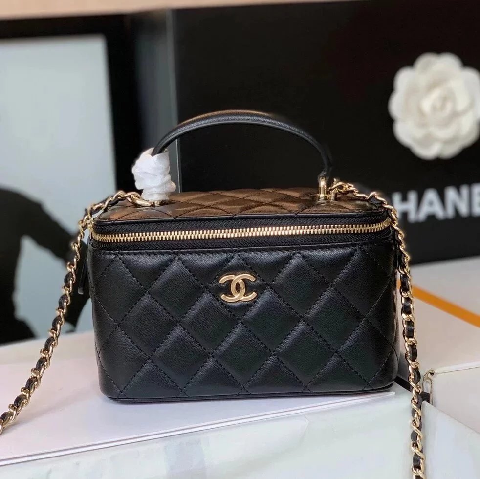 Chanel Women's Bag Top version 【Surrogate Shopping Edition】Nair New2022New mini Box Bag Cosmetic Bag Small Handbag Cowhide Chain Crossbody Bag Shoulder Bag Small Bag with Mirror Lipstick Pack