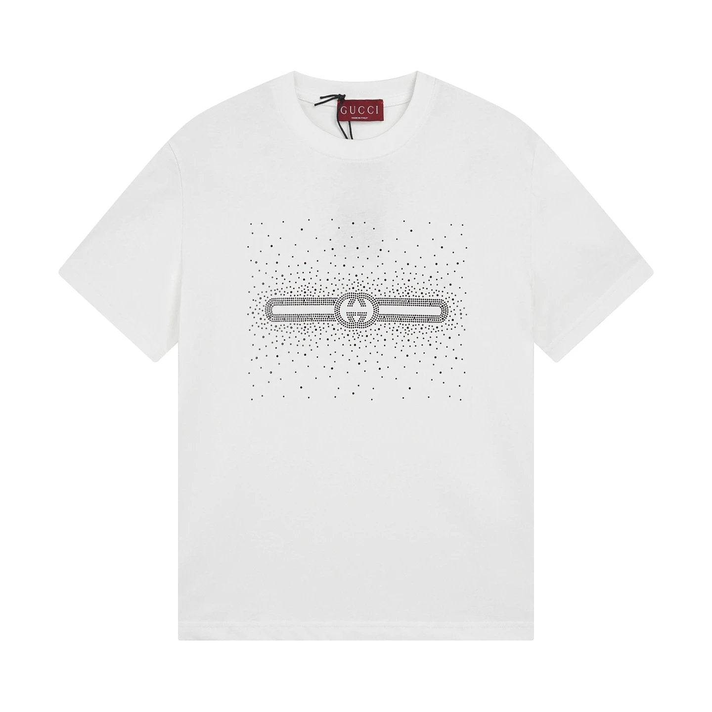 Gucci T-shirt Front Brand Rhinestone Embellishment logo round Neck Short Sleeve25ss New Pure Cotton Unisex Style T T-shirt OS Loose Fit Base Shirt Top Half Sleeve T-Shirt