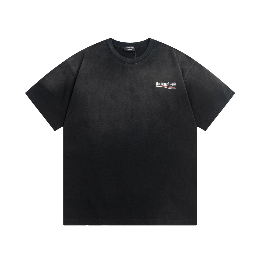 Balenciaga T-shirt Gradient Washed Vintage Large Logo Classic Printed Crew Neck Short Sleeve25ss New Pure Cotton Unisex Style T T-shirt OS Loose Fit Base Shirt Short Sleeve Top T-Shirt