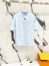 PRADA T-shirt Neckline Triangle Mark Exquisite Iron Plate logo round Neck Short Sleeve25ss New pure cotton T Unisex T-Shirt OS Loose Fit Base Shirt Top Half Sleeve T-Shirt