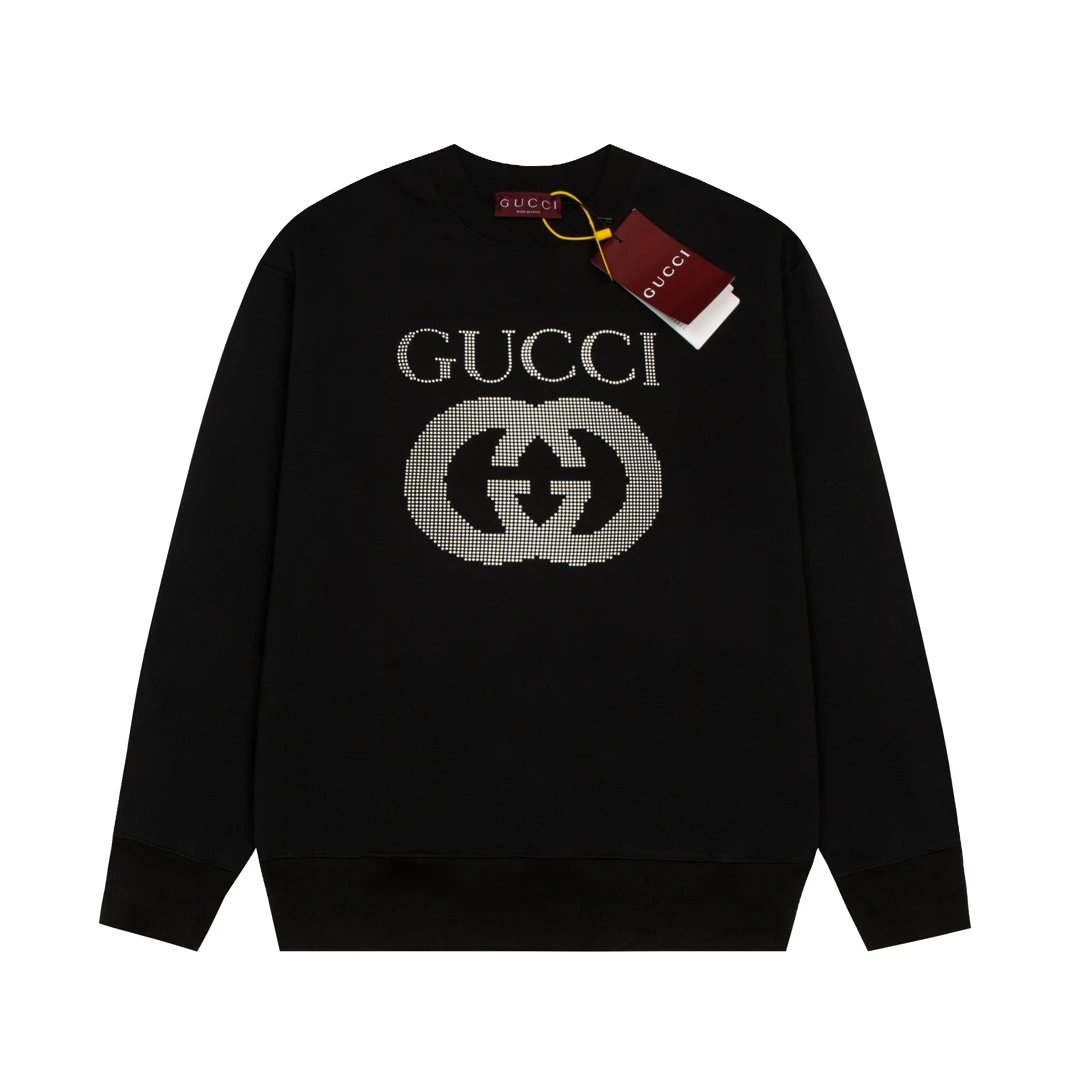 Gucci Hoodie Epoxy Letter Crewneck Sweatshirt Casual Loose Versatile Pullover Sportswear Unisex Inner Layer Top os Version24ss Autumn and Winter New Products