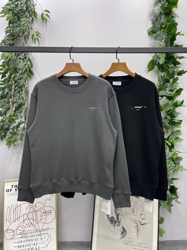 OFF -White Hoodie Top Version Counter Same Style Crew Neck Pullover Sweatshirt Top Men and Women Same Style Autumn and Winter Leisure