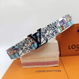 Louis Vuitton LV Belt Belt Men's Graffiti Casual All-Matching Men's Smart Guy Belt Trendy Brand Pant Belt Young Student Pants Belt