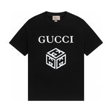 Gucci T-shirt 3D Pattern Print on the Chest logo round Neck Short Sleeve25ss New Pure Cotton Unisex Style T Casual T-Shirt Base Layer Shirt OS Loose Fit Half Sleeve Top Plus Size