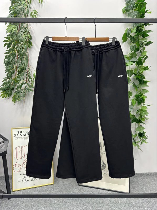 OFF-White Sweatpants Top Version Counter Same Style Pure Cotton Spring and Autumn Pants Men's Casual Sweatpants Loose Track Pants Fashionable Trousers