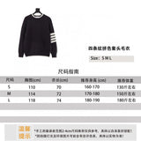 Thom Browne Sweater New Season Four Striped Colored Pullover Long Sleeve round Neck Sweater for Men and Women