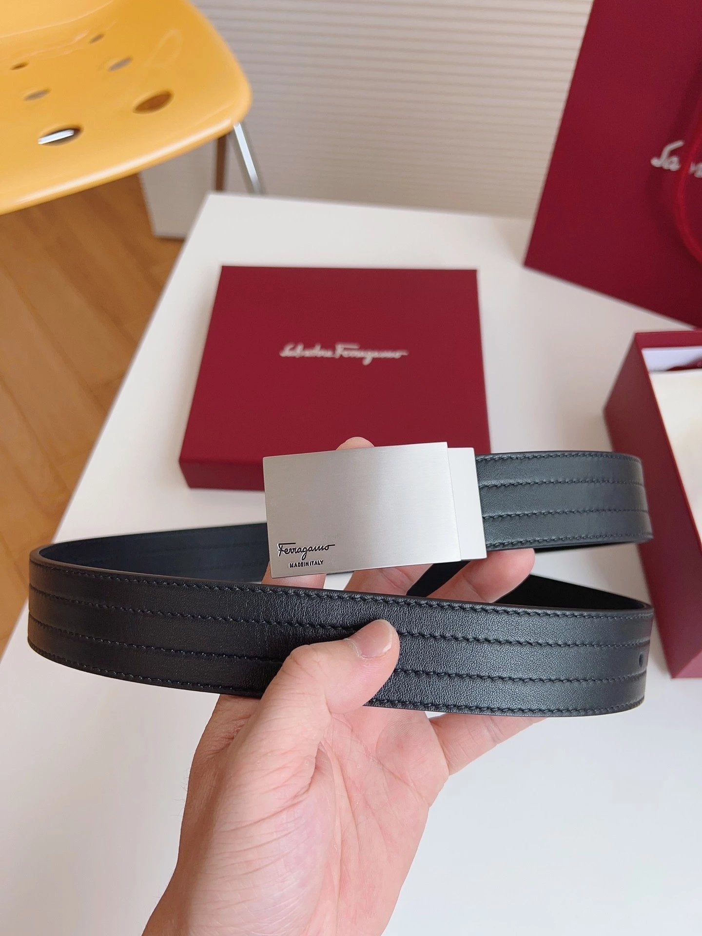 Ferragamo Belt Top version 【Full Package】Belt Width for Men and Women3.5cm with Chip nfc Anti-Counterfeiting Quality Counter Full Set Packaging Italian Double-Sided Cowhide Matching Boutique Brass Buckle Length Can Be Cut by Yourself Counter Belt Fashion