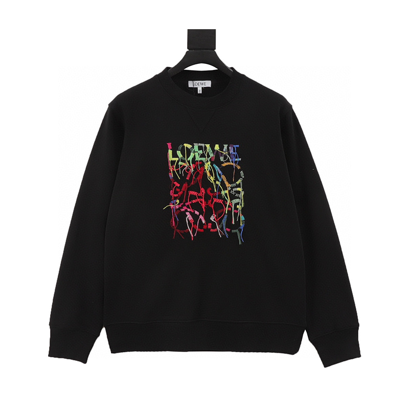 LOEWE Hoodie Hand Tassel Embroidered Sweater Same Style for Men and Women