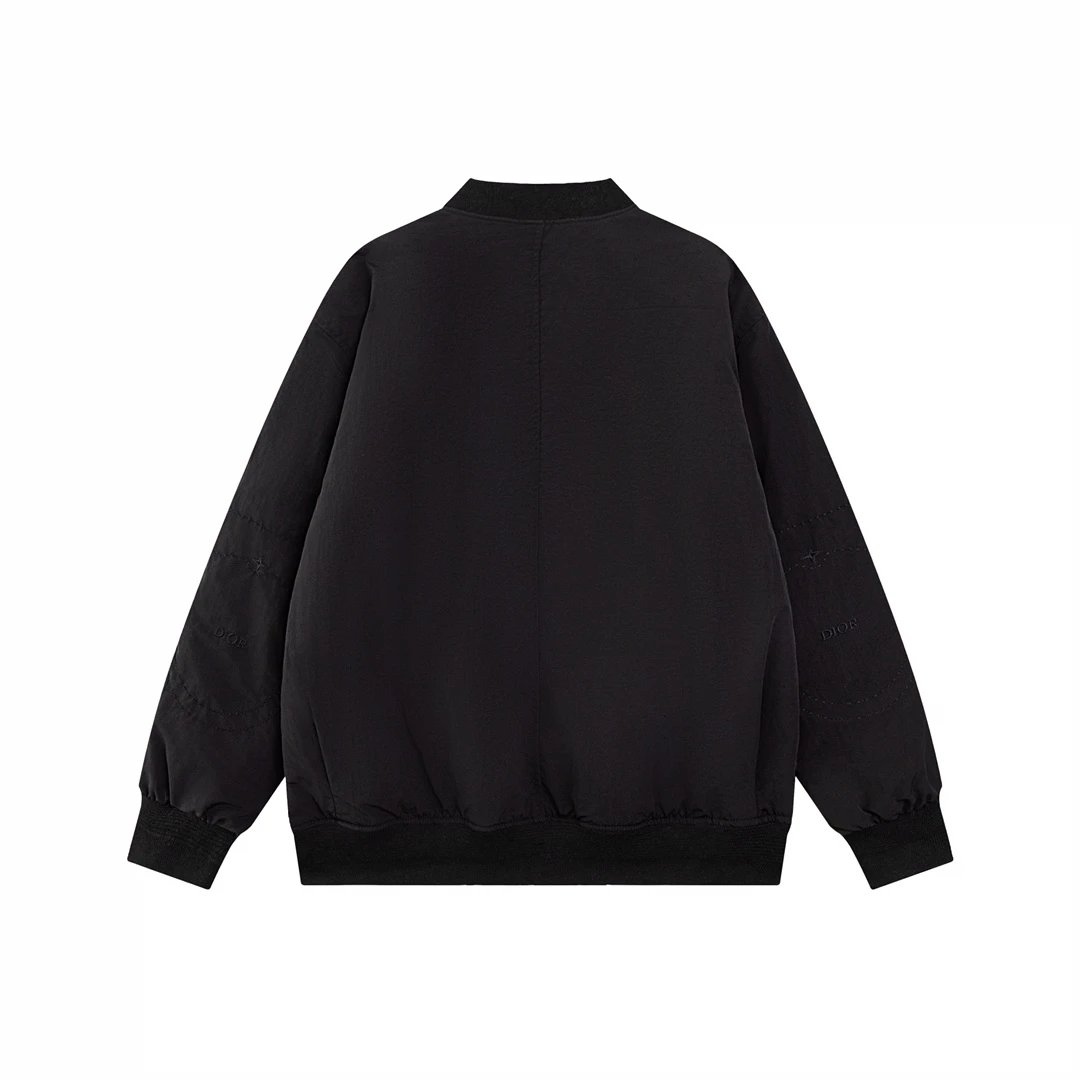 Dior Jackets Joint Thin Cotton Coat Men's Clothing Black Silk Blend Bomber Jacket Casual Loose Versatile Stand Collar Thermal Zipper Cardigan Baseball Uniform Sportswear Windbreaker Men Women Same Style24ss Autumn and Winter New Products