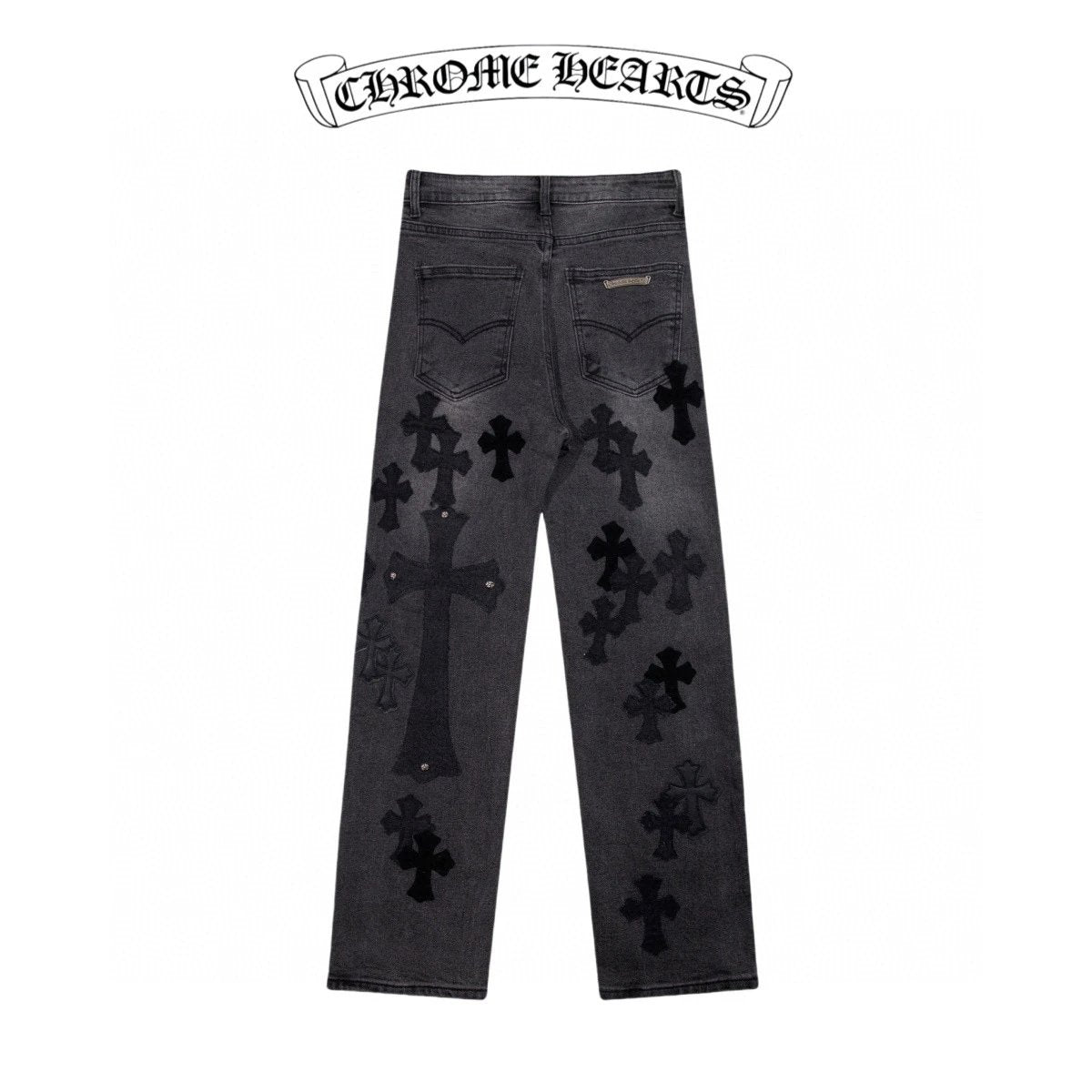 Chrome Hearts Jeans Metal Cross Plated logo25ss Spring Summer New Straight Leg Jeans Unisex Slim Fit Long Pants Loose