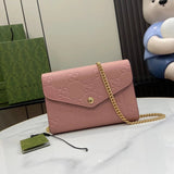 Gucci Women's Bag Top version 【Super Original Leather】2024New Ophidia Series Mini Chain Bag Handbag Embossed Original Leather woc Short Chain Pouch Wallet20cm Model：781555