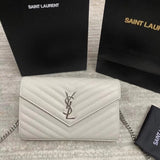 YSL Women's Bag Top version Yang Shulin WOC Envelope Package Chain Bag Women's Bag Crossbody Bag Caviar Cowhide woc Large Chain Bag22.5cm377828