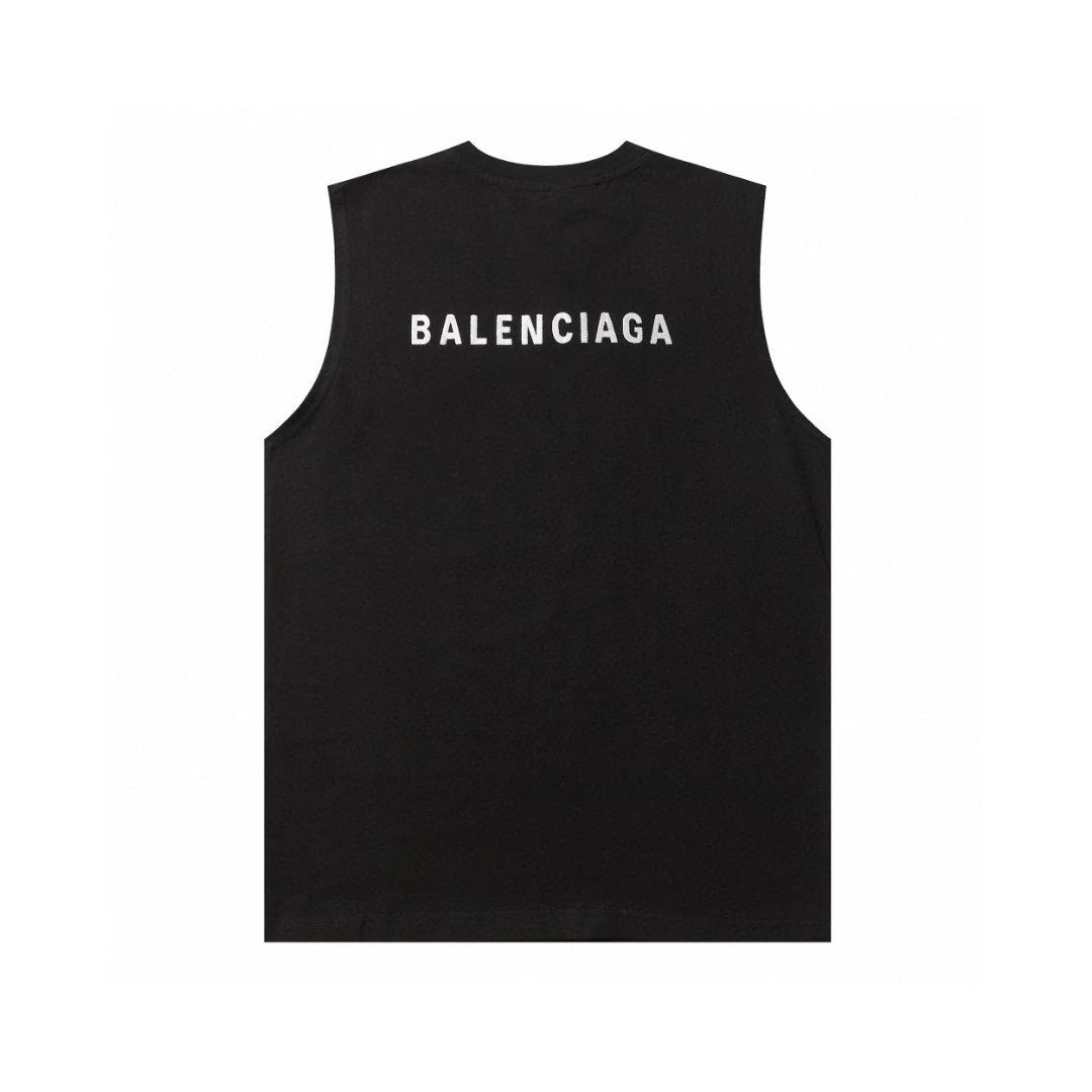 Balenciaga T-shirt Front and back brand letter embroidery logo Sleeveless Short Sleeve Sleeveless Vest25ss New Pure Cotton Unisex Base Shirt Top Half Sleeve T T-shirt OS Loose Fit T-Shirt