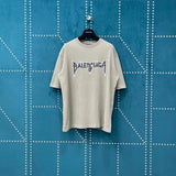 Balenciaga T-shirt Unique Letter Print on Chest logo round Neck Short Sleeve25ss New pure cotton T Unisex T-Shirt OS Loose Fit Base Shirt Top Half Sleeve T-Shirt