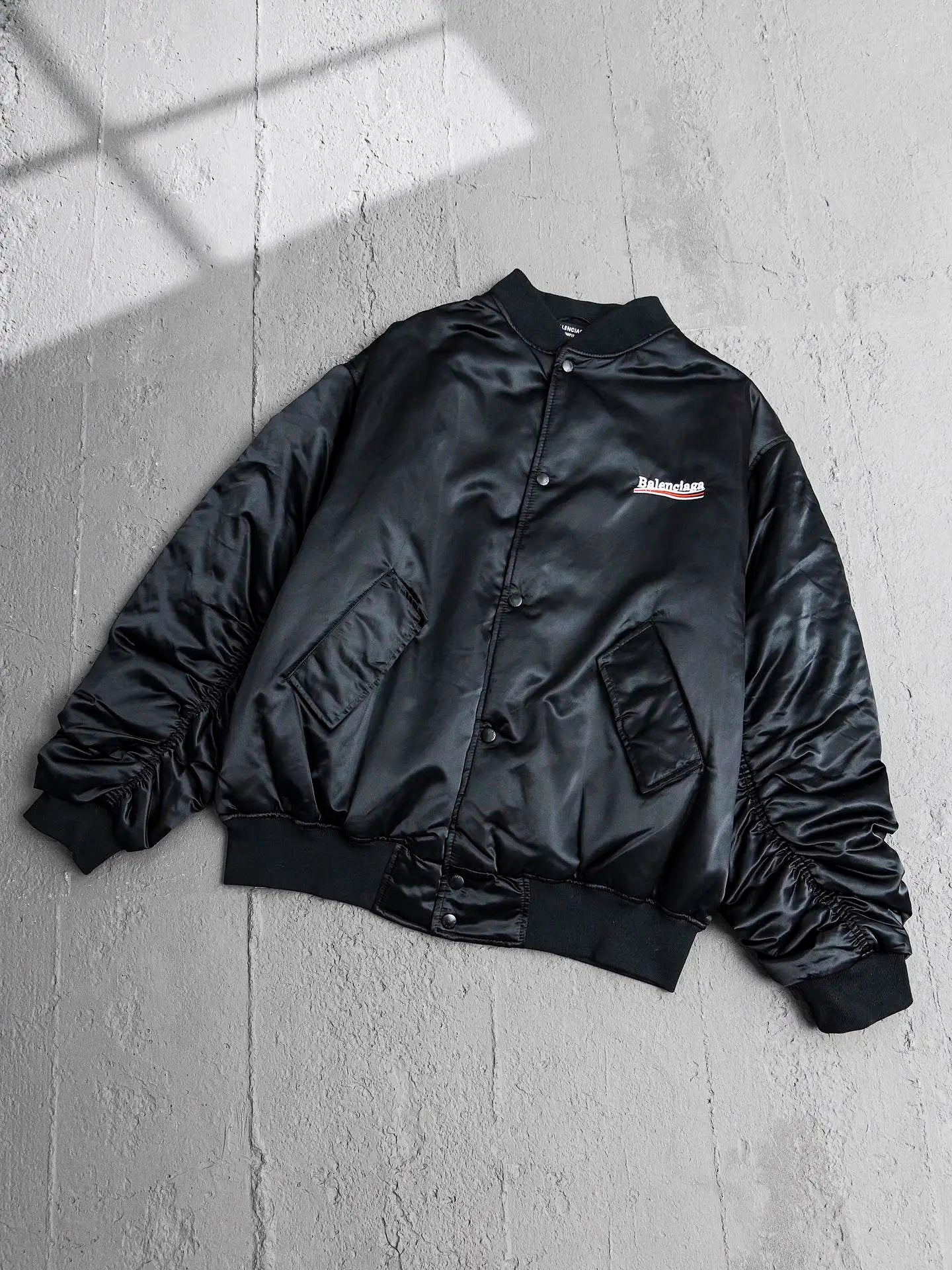 Balenciaga Down Jacket Wave Cola Embroidered Padded Baseball Jacket Flight Jacket Cotton Jacket Casual Loose Stand Collar Coat Bread Jacket Sportswear os Unisex Style24ss New Winter Products