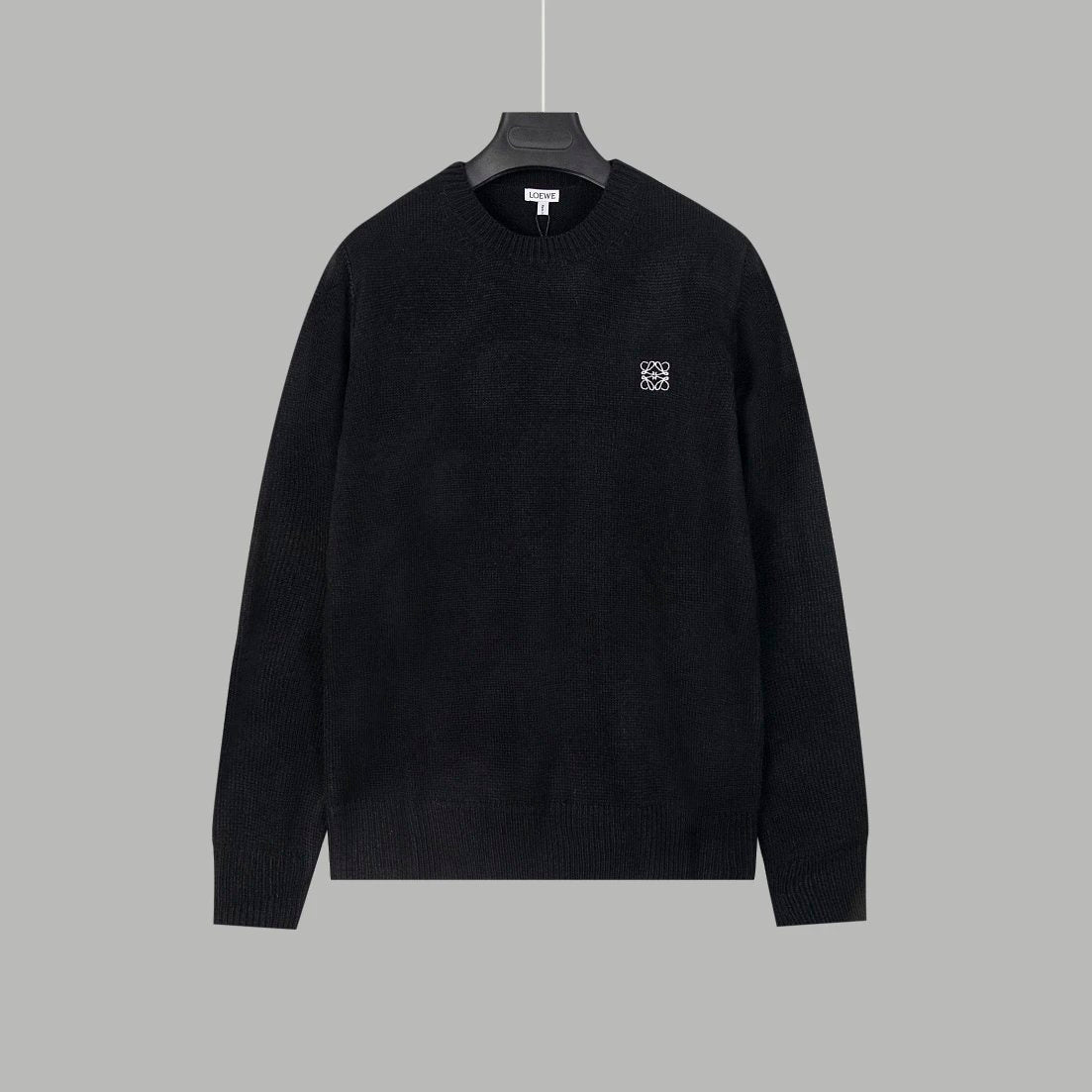LOEWE Sweater Embroidered Small Logo Crew Neck Sweater Casual Loose Fit Versatile Pullover Knitwear os Men's and Women's Inner Sweater os Version24ss Autumn and Winter New Products