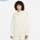 Nike Autumn and Winter Women's Sweater Sports Casual Small Hook Loose round-Neck with Fleece Lining Pullover DQ5734