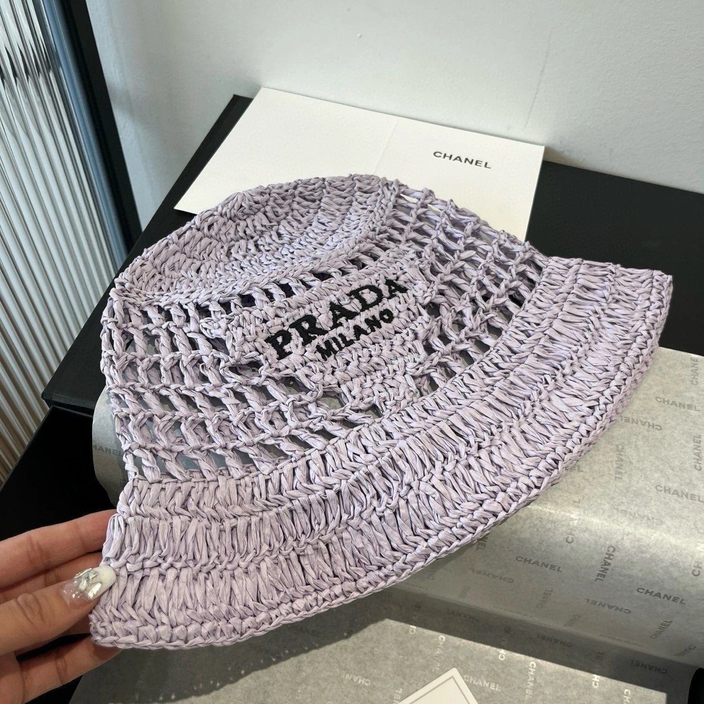 PRADA Hat Embroidery logo Fisherman Hat Casual Sun Protection Face Covering UV Protection Outdoor Versatile Flat Top Bucket Hat