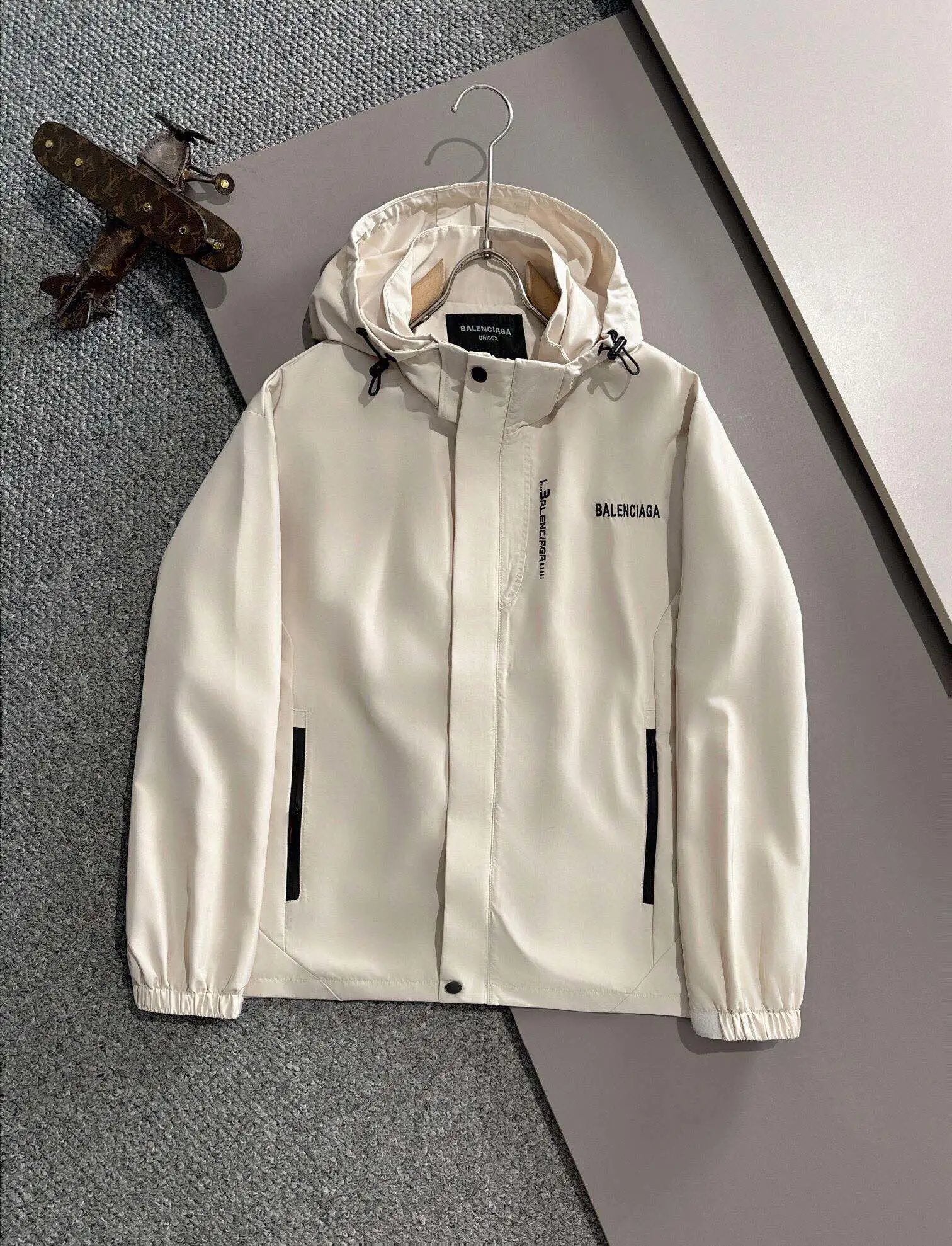 Balenciaga Jackets Chest logo Letter Embroidery Hooded Windproof Jacket Unisex