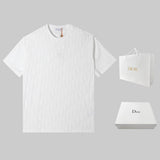 Dior T-shirt Full logo Jacquard Towel Round Neck Short Sleeve25ss New Pure Cotton Unisex Style T T-shirt OS Loose Fit Base Shirt Top Half Sleeve T-Shirt