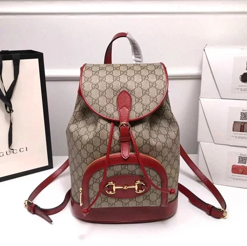 Gucci Backpack Top version 【Original Leather】2023New Women's Canvas Bag1955Horsebit Buckle Backpack Men's Backpack Hiking Backpack Horsebit Buckle Backpack Women's Bags, Schoolbags620849