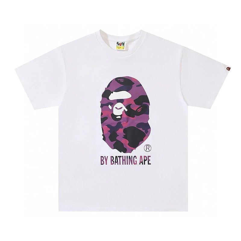 Bape T-shirt Top Version Counter Same Style Pure Cotton Summer Men's and Women's Same Fashion Loose All-Matching2024New Short Sleeve T T-shirt