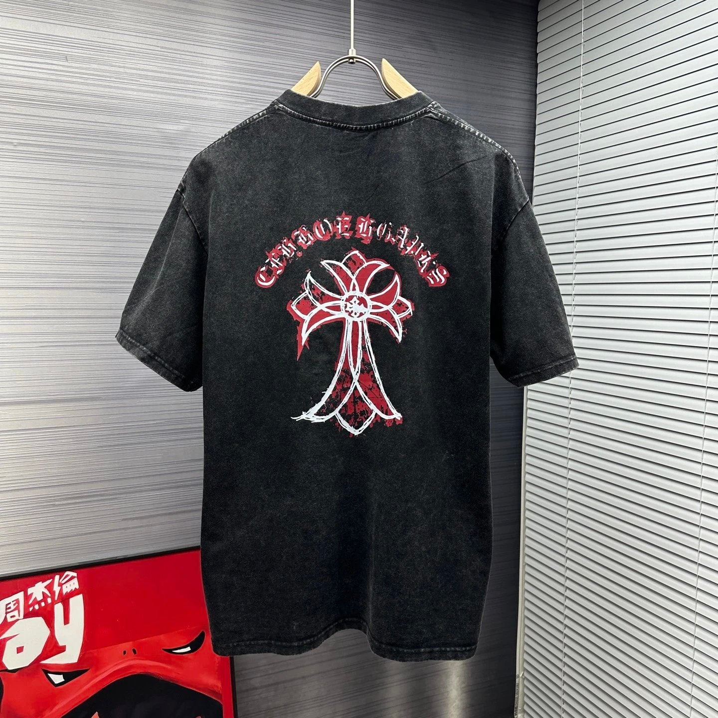 Chrome Hearts T-shirt Back with Sanskrit Script Print logo round Neck Short Sleeve25ss New Pure Cotton Unisex Style T T-shirt OS Loose Fit Base Shirt Top Half Sleeve T-Shirt
