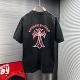 Chrome Hearts T-shirt Back with Sanskrit Script Print logo round Neck Short Sleeve25ss New Pure Cotton Unisex Style T T-shirt OS Loose Fit Base Shirt Top Half Sleeve T-Shirt