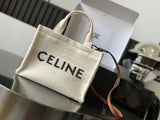 Celine women's bag Top version 【Super Original Leather】New Product cabas Summer Canvas Fabric Beach Bag Towel Series Tote Bag Denim Denim Small Size Tote Bag Large Shopping Bag Mummy Bag Brown Embossed Arc De Triomphe logo New tote Bag199162196762