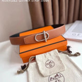 Hermes Belt Top version 【Products in stock new】Belt Men's Leather Belt Double-Sided Available Smooth Buckle Business Casual Belt38MM