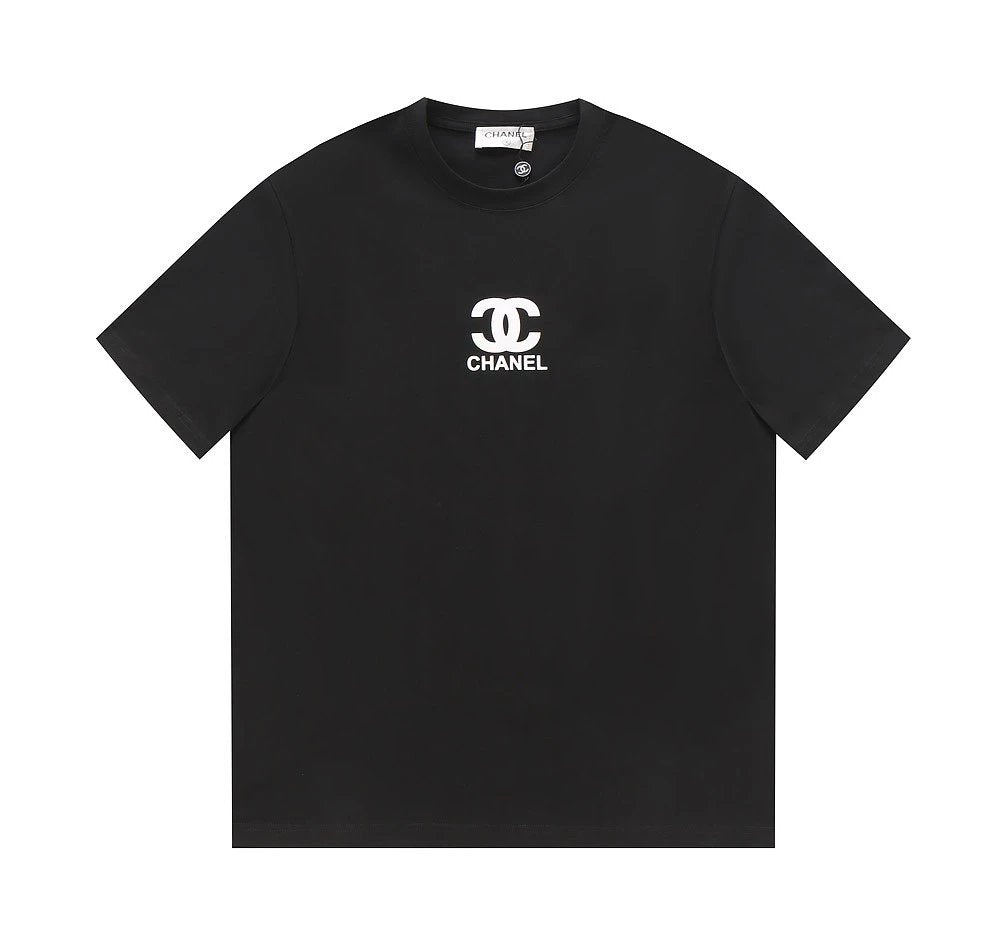 Chanel T-shirt Spring and Summer New Front and Rear Adhesive Letters LOGO Pattern Short Sleeve T T-shirt，Adopt240Gram32Double Yarn Fabric，Soft and Delicate，Soft and Comfortable，Moderate Thickness，Not Easy to Deform，Three Standard Complete，Loose design，Sim