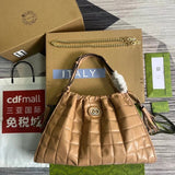 Gucci Women's Bag Top version 【Original Leather High Version】New Blondie Series Large Tote Bag Oversized Luggage Bag Mummy Bag Autumn and Winter Matte Leather Brown New Style Blondie Tote Shopping Bag747372