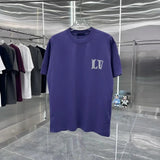 Louis Vuitton LV T-shirt Back Flocking White Ink logo round Neck Short Sleeve25ss New Pure Cotton Unisex Style T T-shirt OS Loose Fit Base Shirt Half Sleeve T-Shirt Top Half Sleeve
