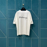 Balenciaga T-shirt Chest Signature Letter Print logo round Neck Short Sleeve25ss New Pure Cotton Unisex Style T T-shirt OS Loose Fit Base Shirt Top Half Sleeve T-Shirt