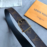 Louis Vuitton LV Belt Top version 【Counter Quality】The Most New Belt3.5cm Men's Belt Metal Buckle Men's Leather Belt with Classic Presbyopic Checkered Belt with Genuine Goods Packaging No Problem in and out of the Counter Versatile Casual Fashion Formal W