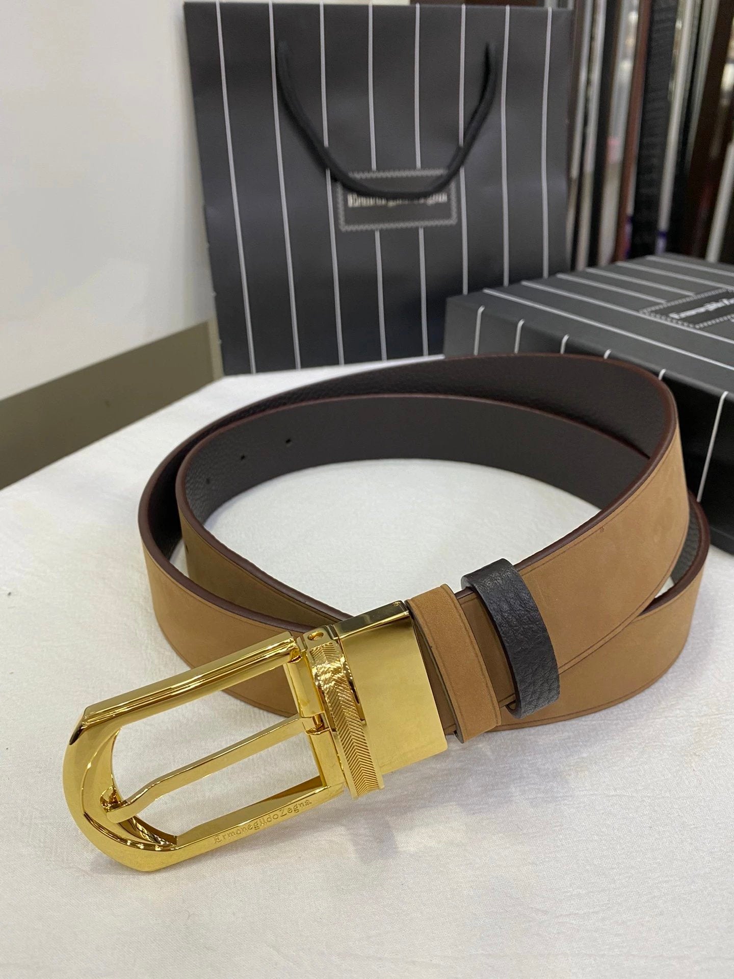 Zegna Belt Top version Original Imported Calf Leather Belt for Business Men Pant Belt3.5CM Belt Double-Sided Dual-Use Men's Needle Belt Suitable for Men's Business Double-Sided Cowhide Classic Belt Gift Box Packaging Ferragamo Montblanc Kuqi