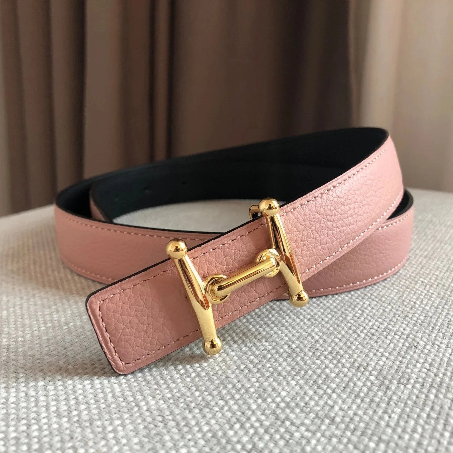 Hermes Belt Top version Women's Thin Belt Double-Sided Imported First Layer Calfskin Double-Sided Letters h Buckle Belt Skirt Shaped Accessory Women's Belt2.5Centimeter Wide
