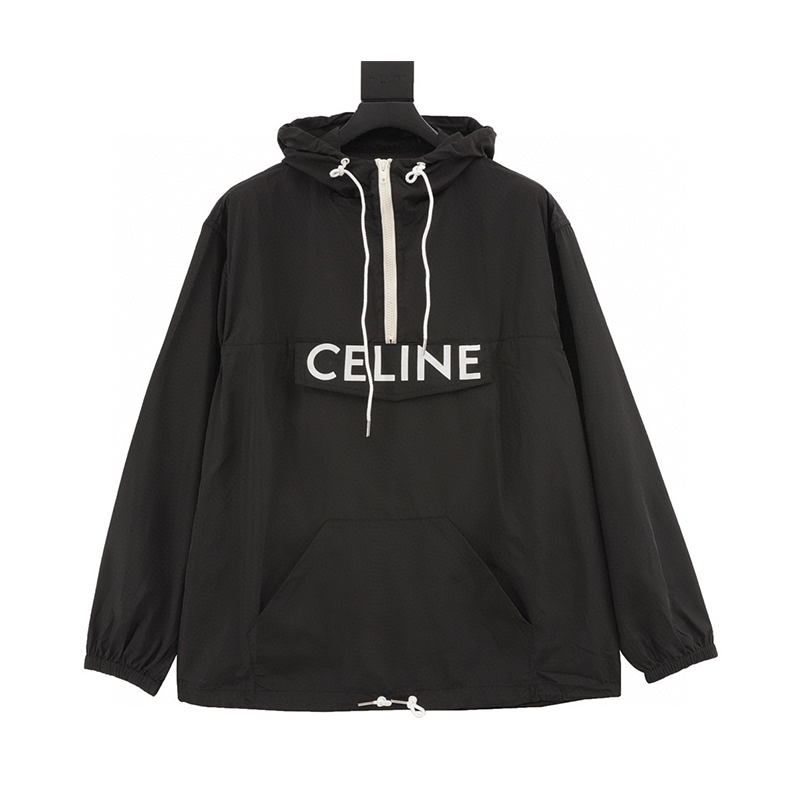 Celine Jackets Letter Half Zipper Multifunctional Hooded Coat Jacket Men and Women Same Style