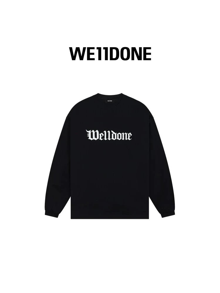 We11done Hoodie Top Version for Men and Women24Early Spring New Gothic Style logo Printed Long Sleeve T T-shirt