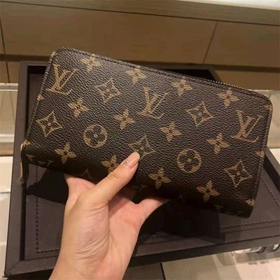 Louis Vuitton LV Bag Classic Black Flower Men's Long Fold Wallet Wallet Female Short Card Holder Hand Holding